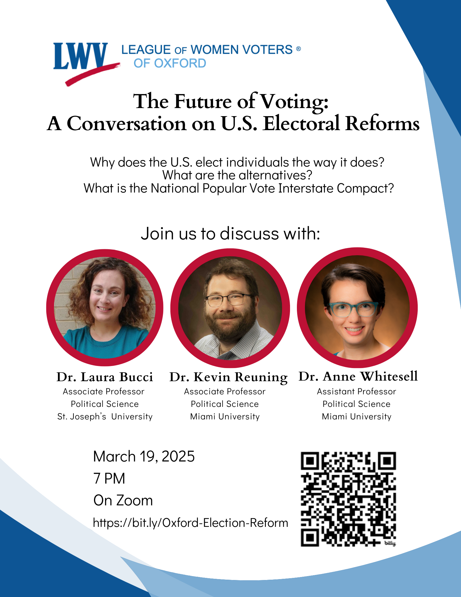 Flyer for Oxford LWV Event: The Future of Voting