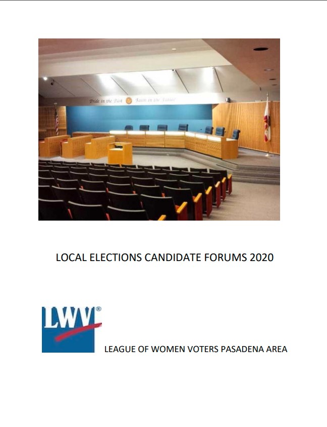 Candidate Forum Flyer 2020 Pasadena Area