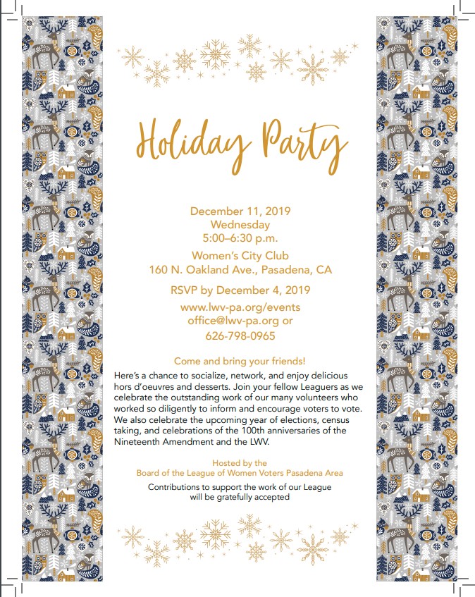 LWV-PA Holiday Party Dec 2019