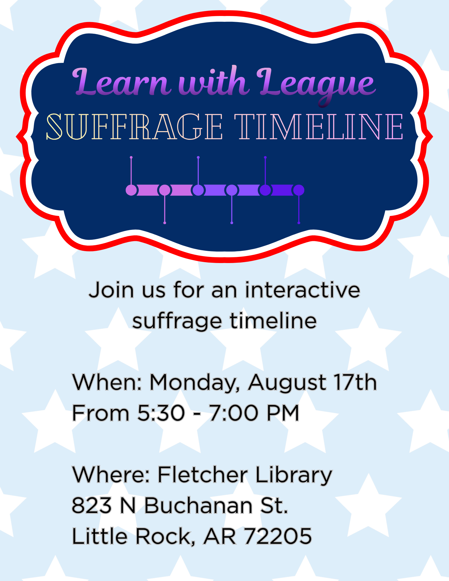 Learn with League Suffrage Timeline Flyer