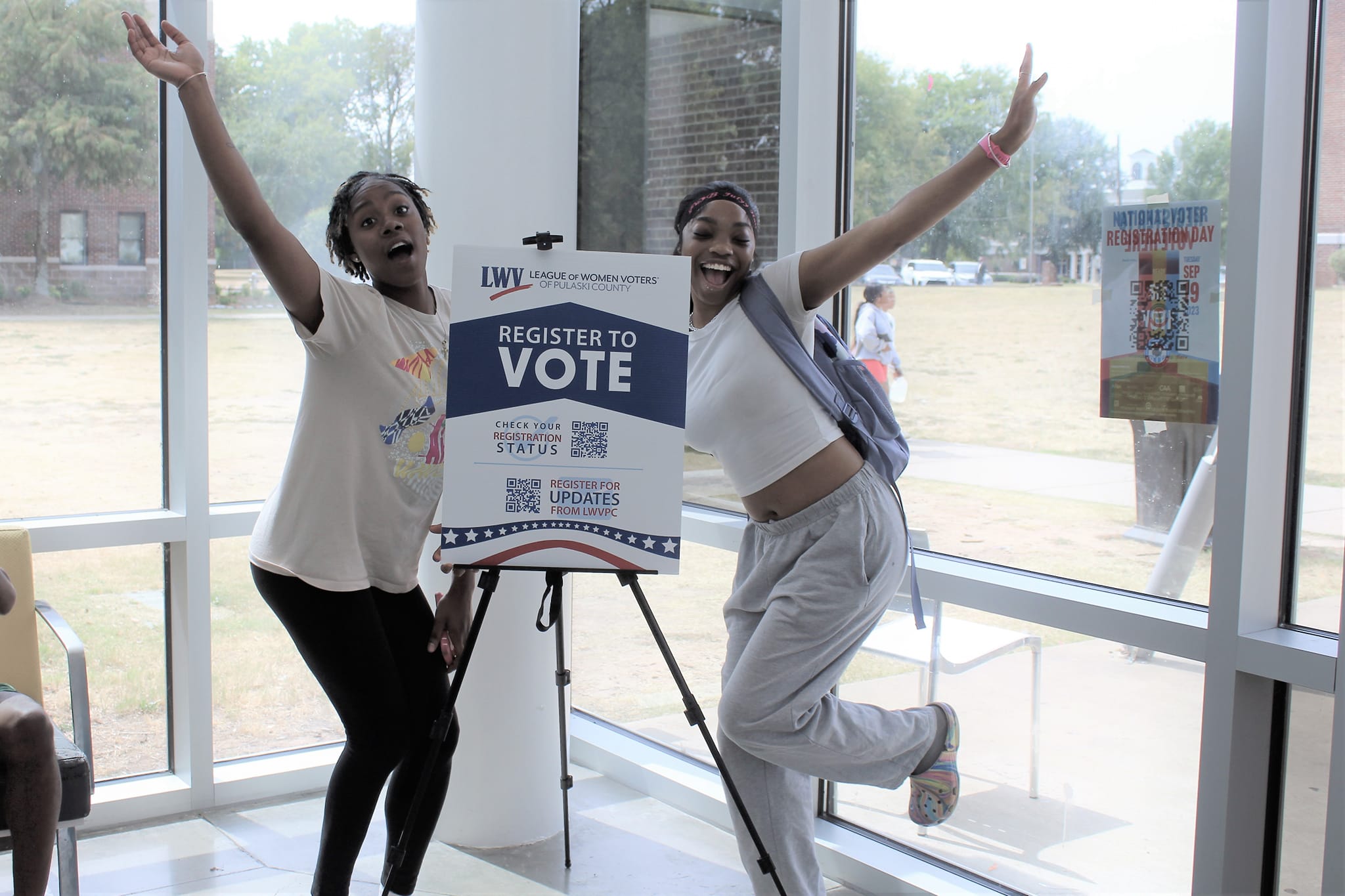 Student volunteers at voter registration day.