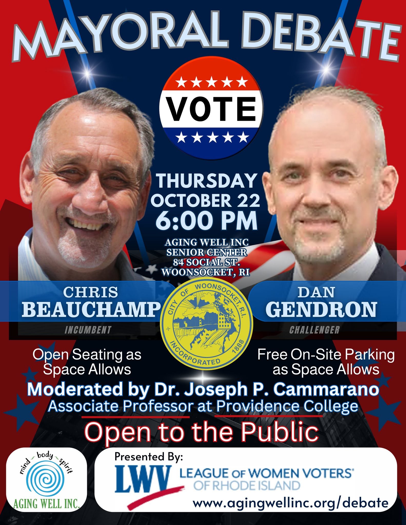 Woonsocket Mayoral Debate poster 2026