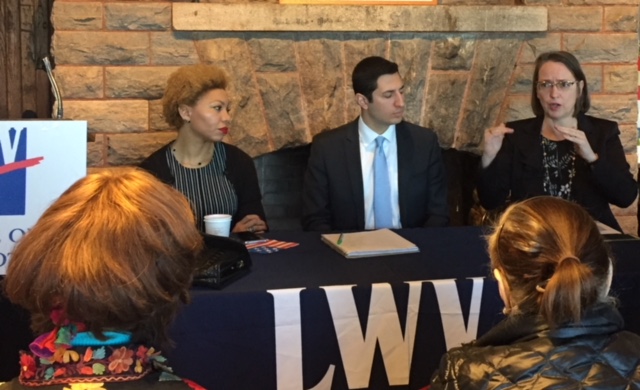 Panelists speak at the "Insider's Look at a Political Campaign" Hot Topics Breakfast