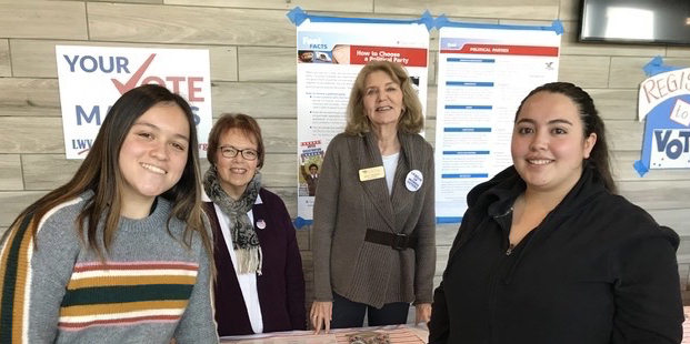 Registering students to vote.