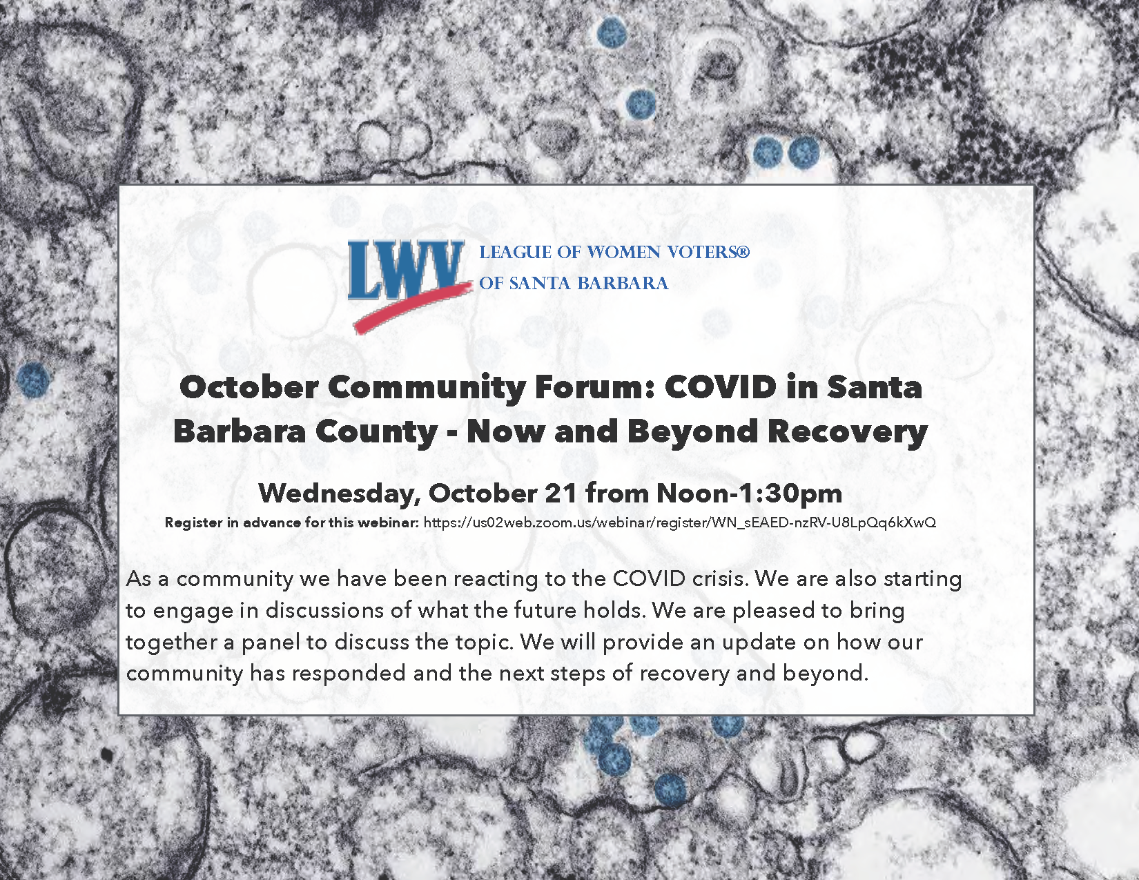 COVID in Santa Barbara County Forum LWVSB Forum on COVID in Santa Barbara County