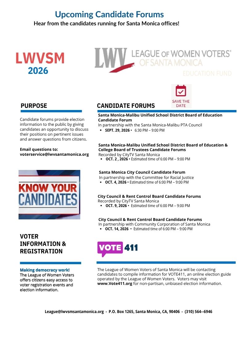 Candidate Forums Schedule