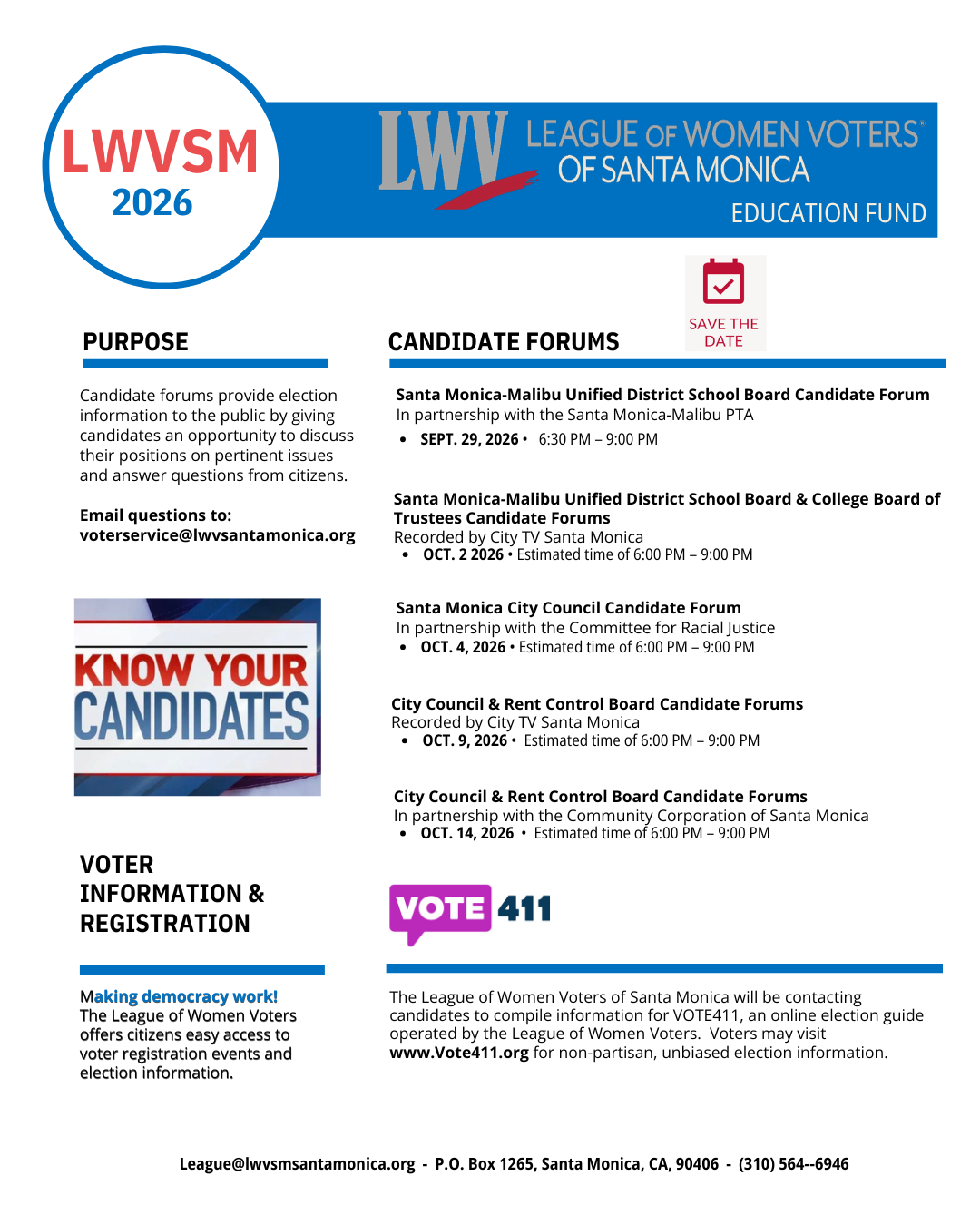 Santa Monica Candidate Forums