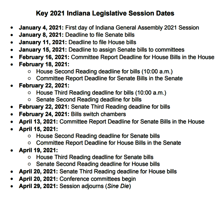 2021 Indiana Legislative Session MyLO