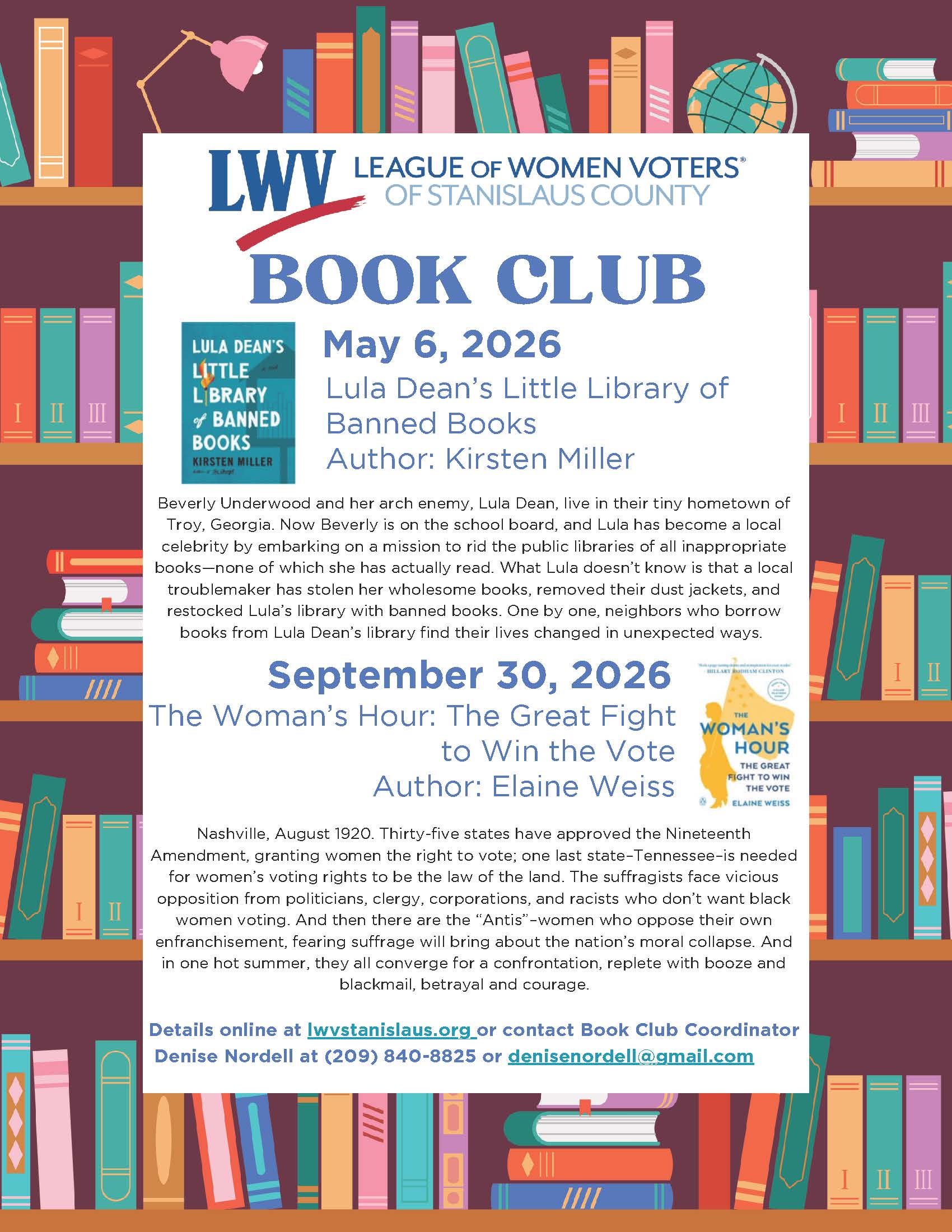 Save the date for Book club: May 6 and Sept 30, 2026
