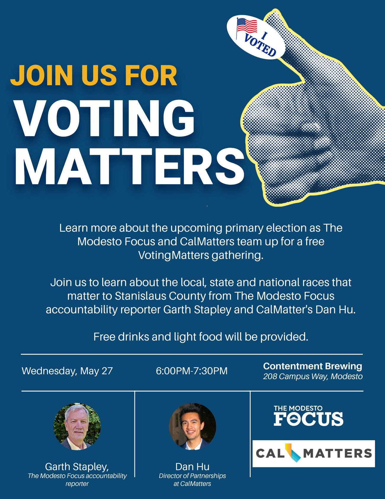 VotingMatters gathering May 27 Contentment Brewing