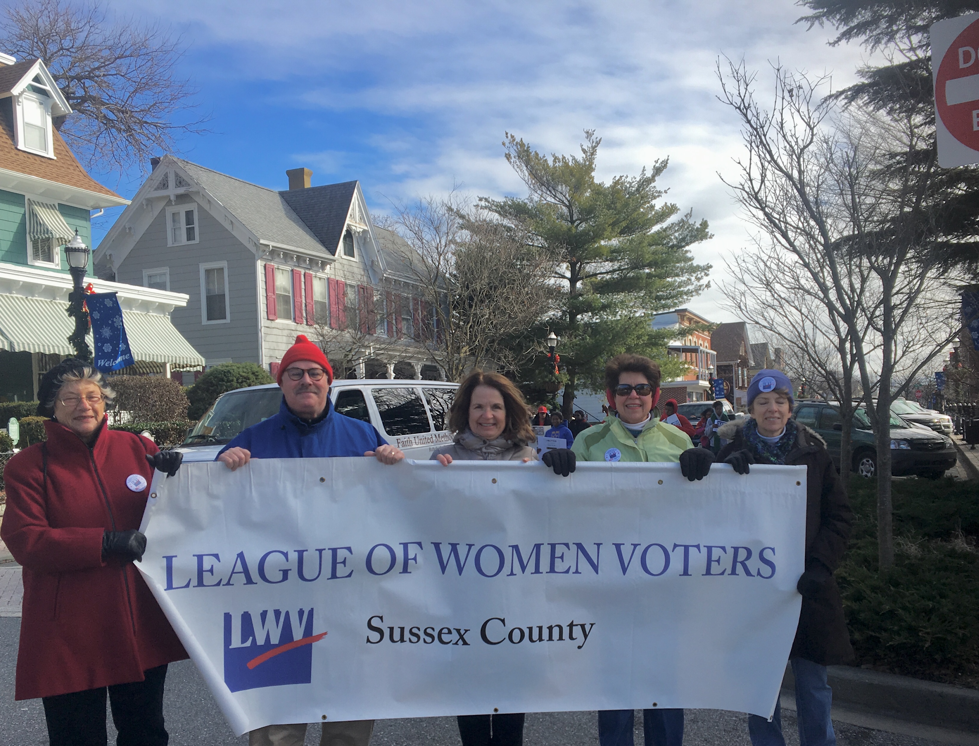 League of Women Voters of Sussex County members march in MLK, Jr parage January, 2017