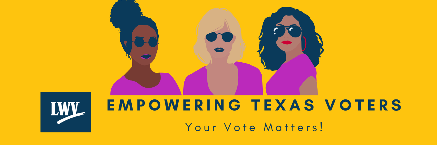 Three women graphic. Empowering Texas Voters