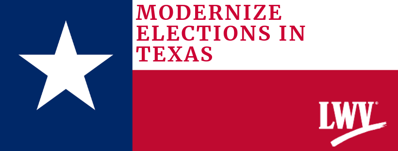 Texas Flag with Modernize Texas Elections