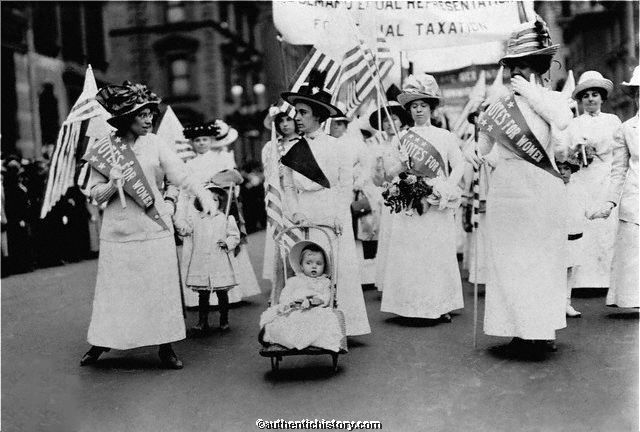 suffragists march