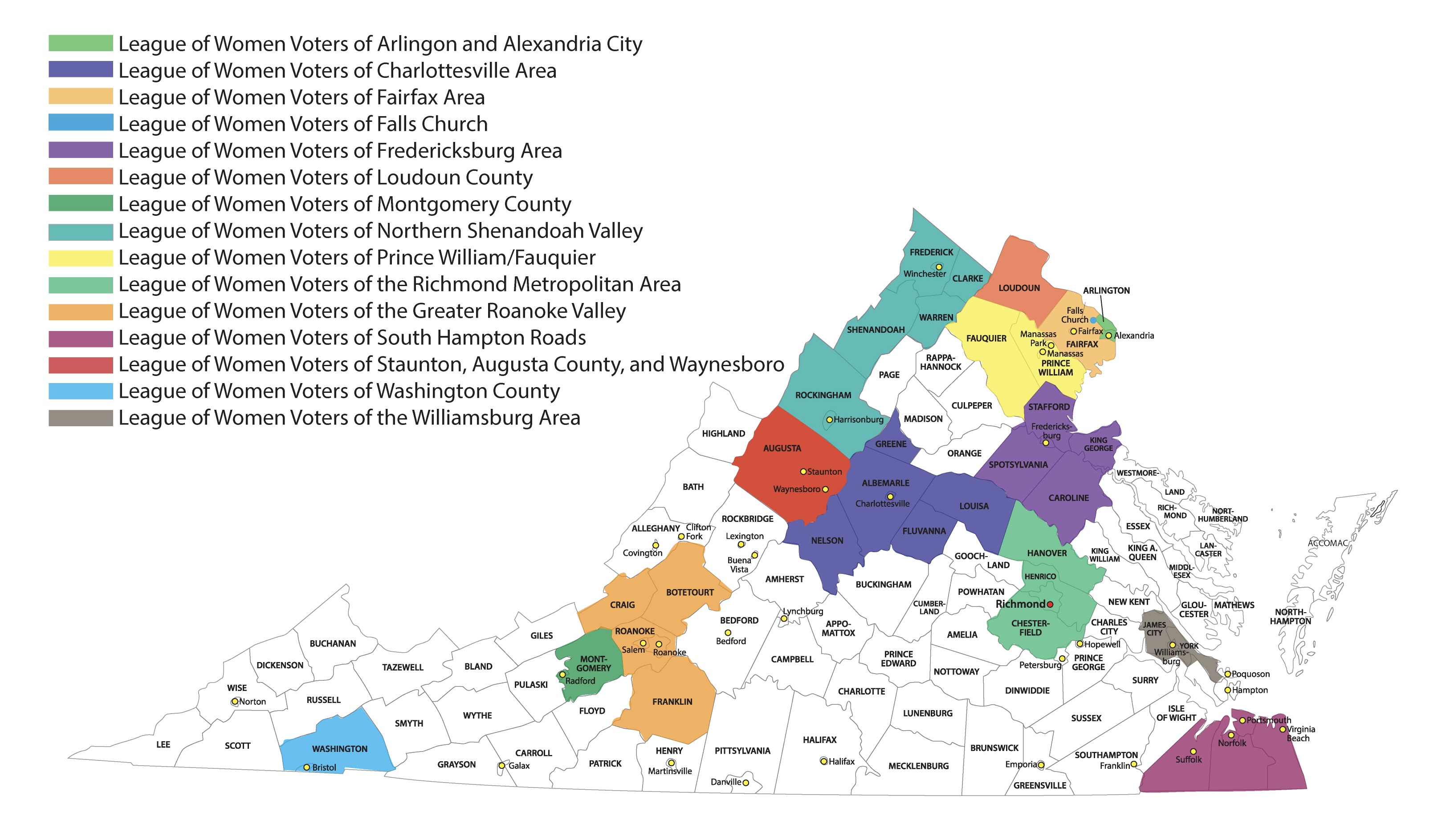 Map of Local Virginia League