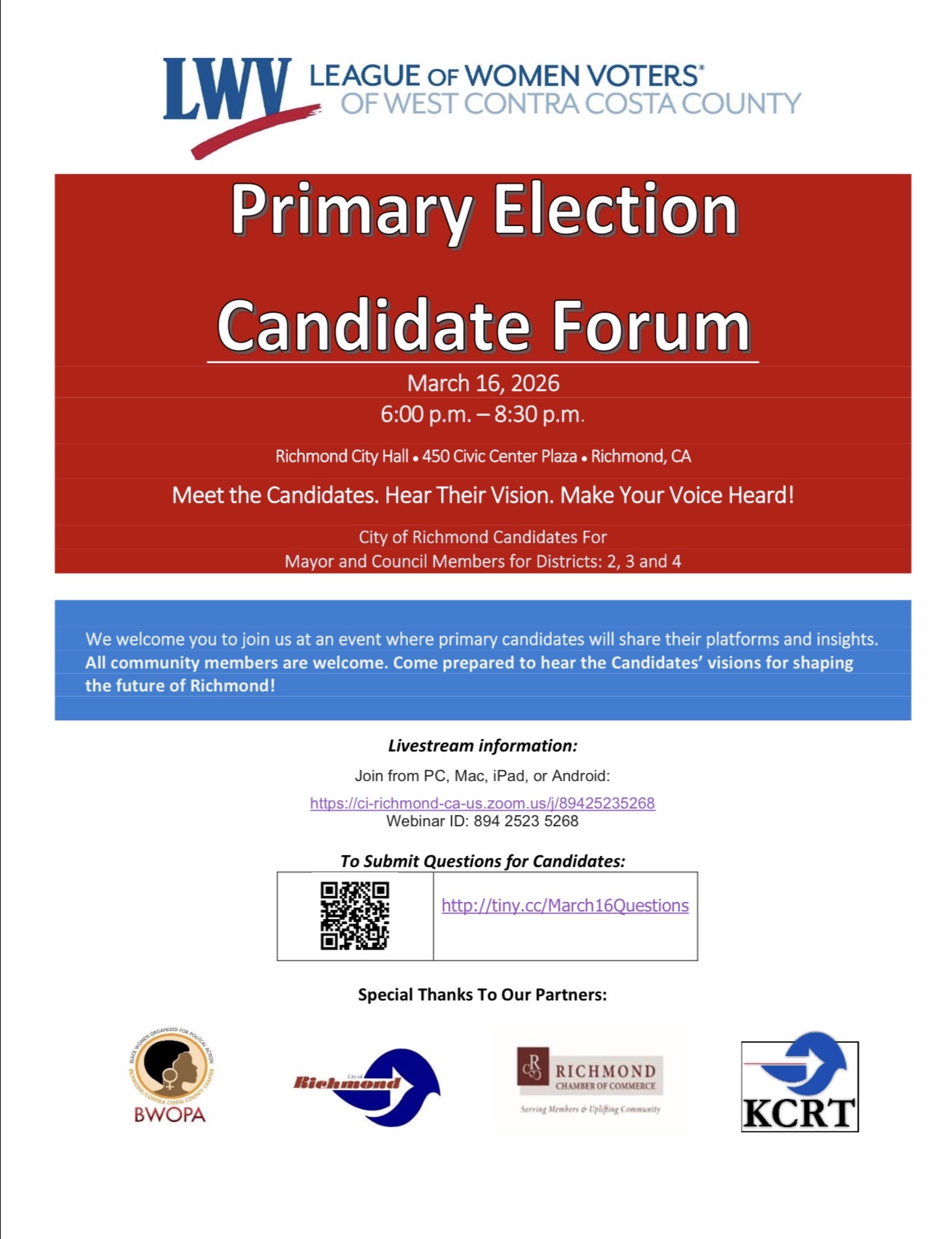 Primary Election Candidate Forum