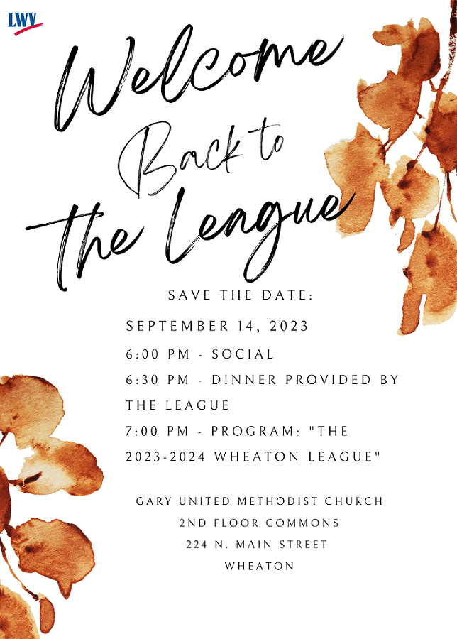 Kick Off Dinner - Wheaton LWV Sept. 14, 2023