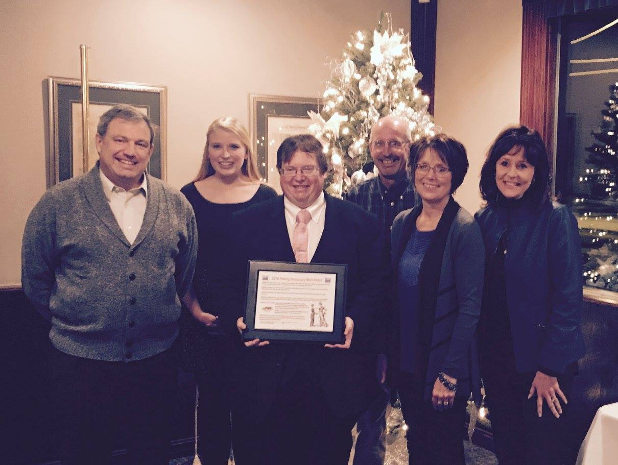 Greg Stewart accepts the 2016 Making Democracy Work Award