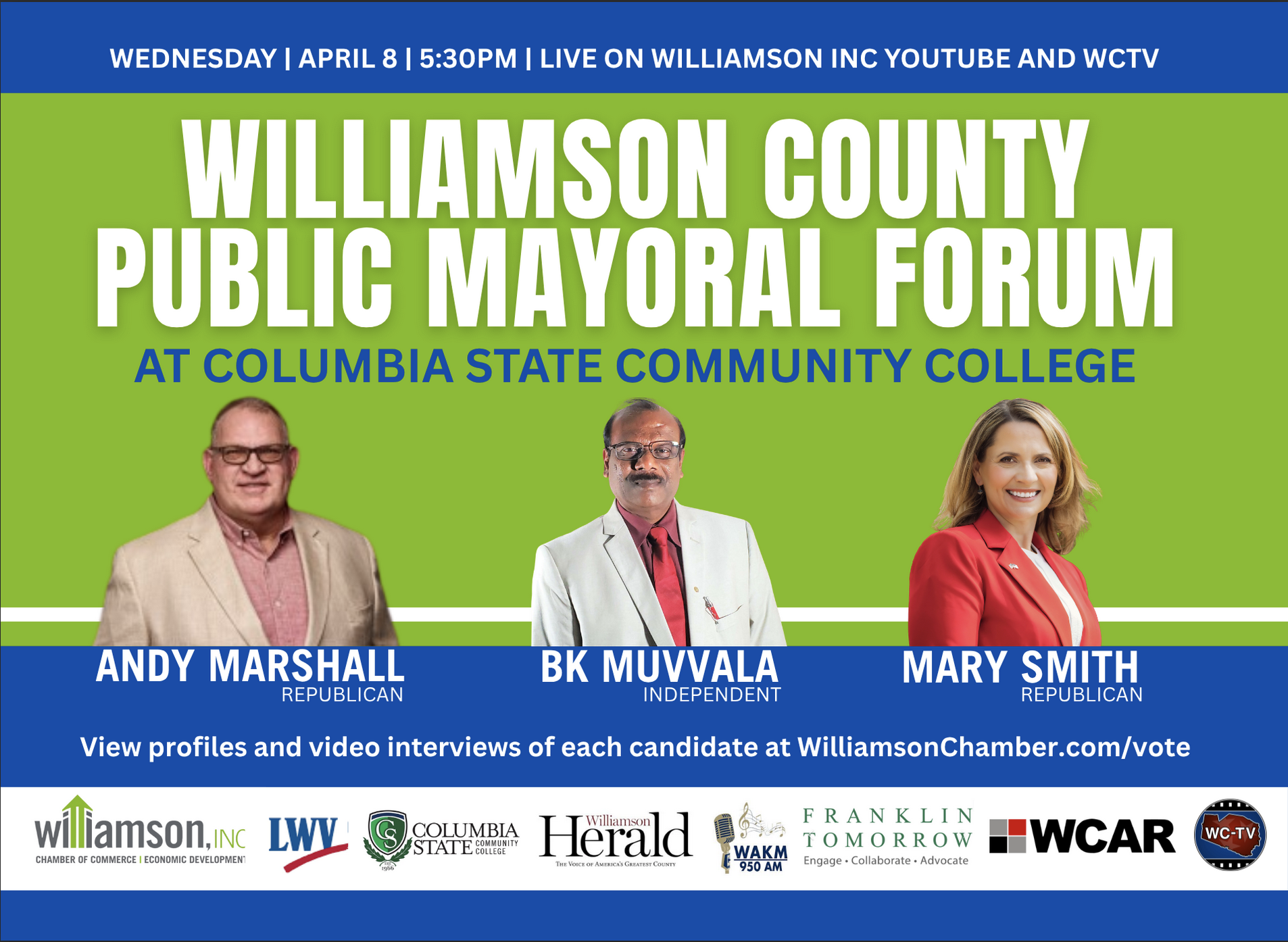 Poster of Mayoral Forum with photos and information 