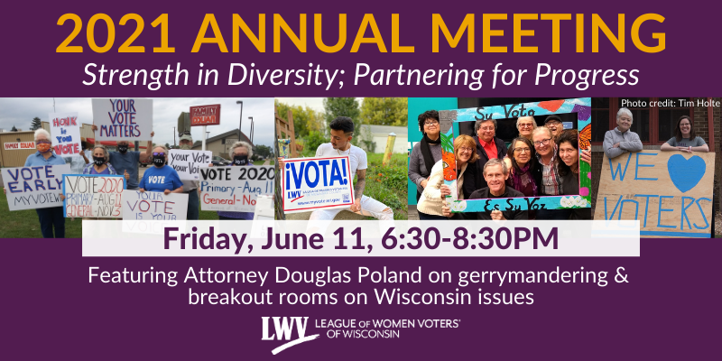 Event graphic for the League's Annual Meeting program on Friday, June 11 from 6:30 to 8:30 p.m.