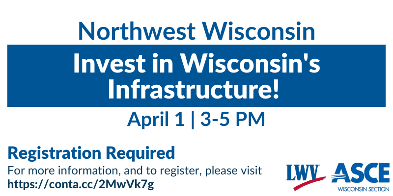 Event posting for an April 8 session on Wisconsin infrastructure.