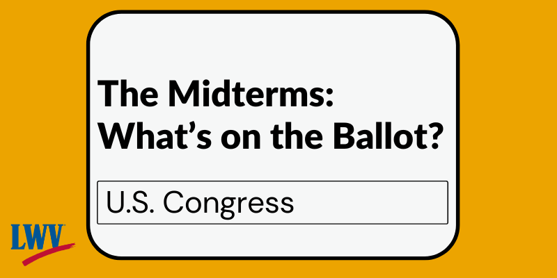 Text reading: "The Midterms: What's on the Ballot? US Congress"