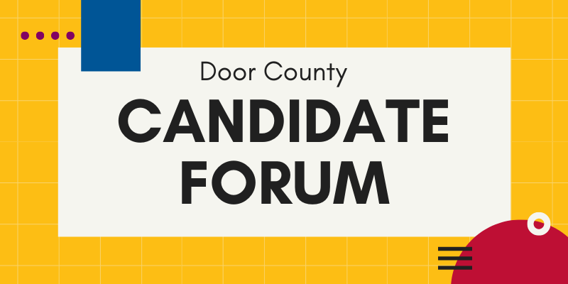 Geometric design behind promotion for Candidate Forum hosted by LWV Door County