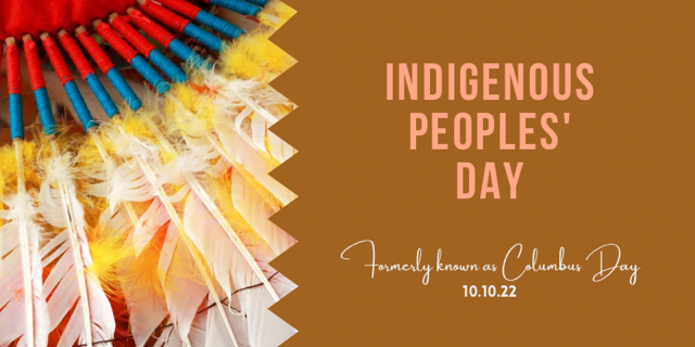 Decorative graphic with text reading "Indigenous People's Day"