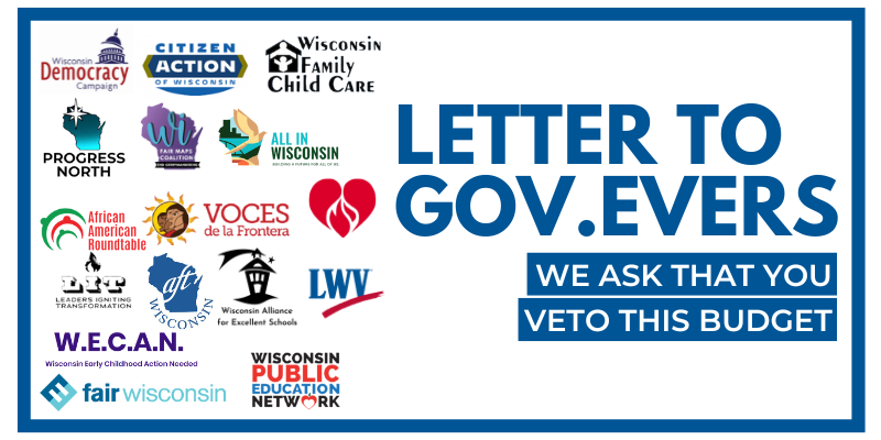 Letter to Gov. Evers with logos of signed on organizations