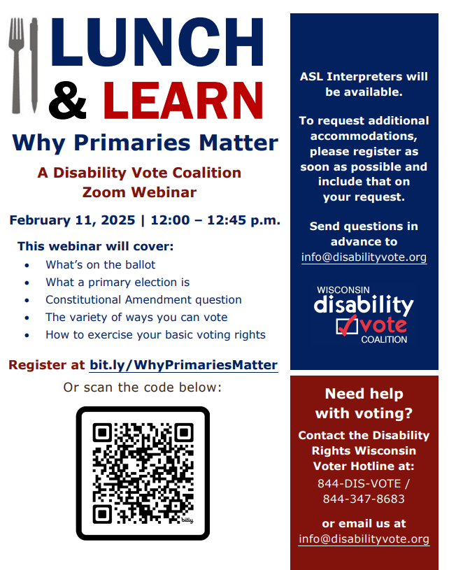 Disability Vote Coalition Webinar: Lunch and Learn Why Primaries Matter