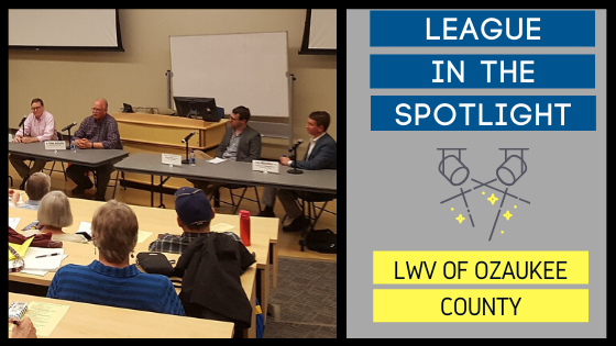 Graphic showing a photo of local league members with "League in the Spotlight" on the right.