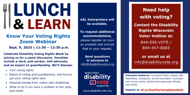 WI Disability Vote Coalition Lunch and Learn: Know Your Voting Rights Webinar