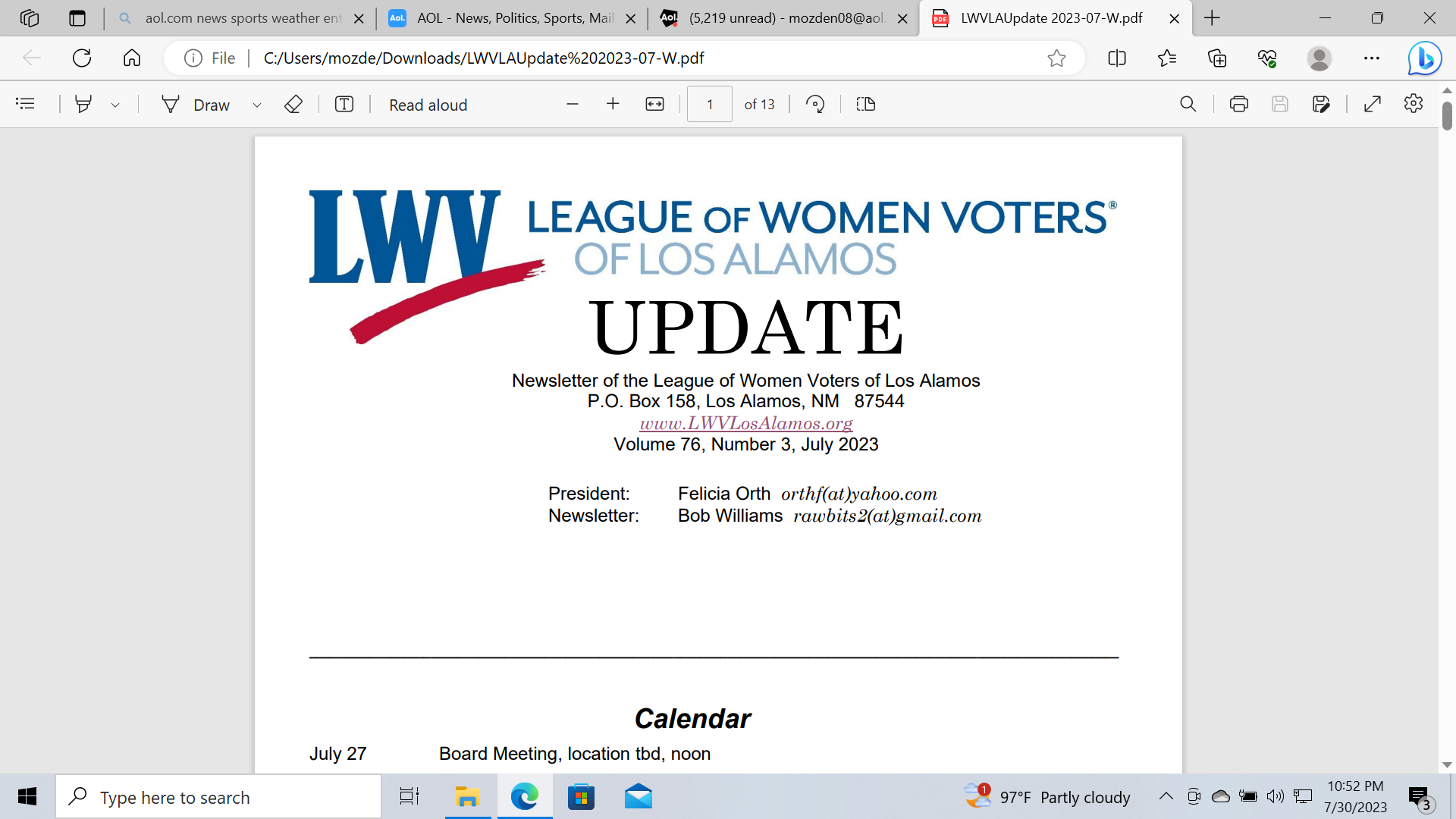 LWV LA July 2023 Update Image