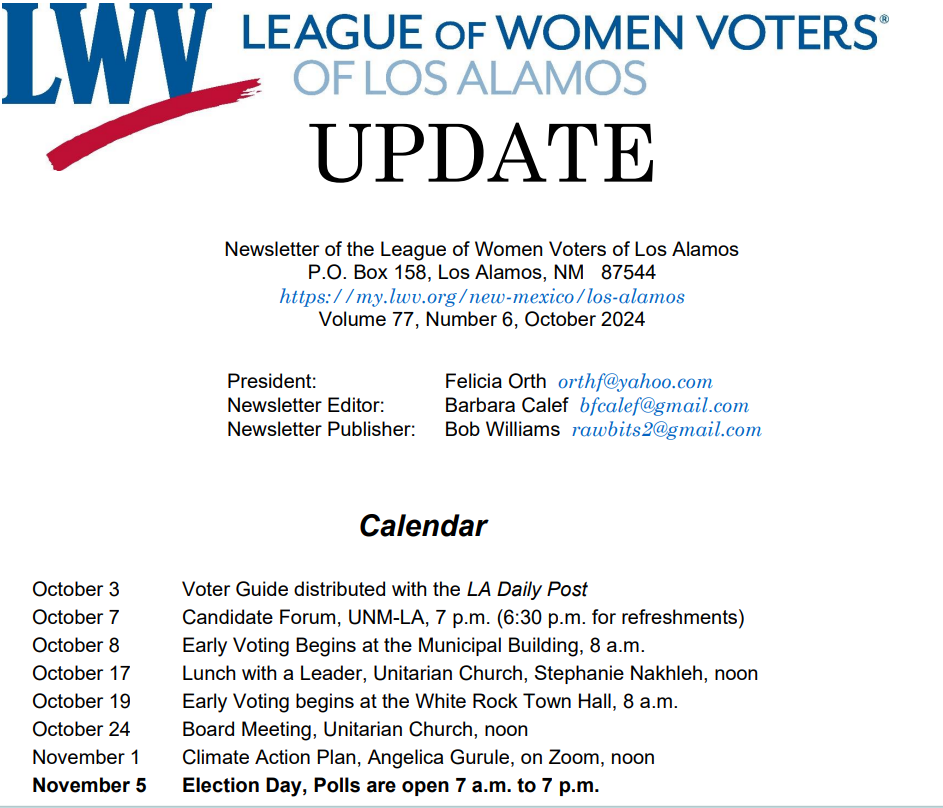 LWV LA October 2024 Update