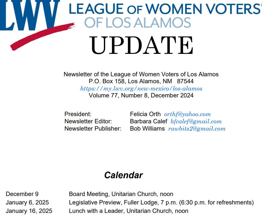 LWV LA December 2024 Update