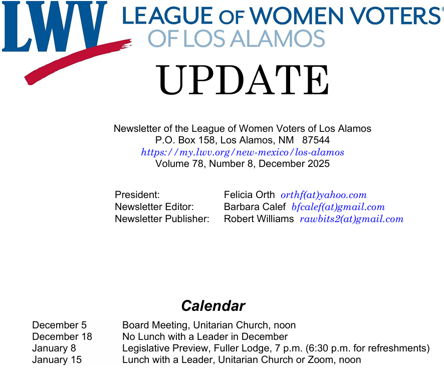 LWV LA December 2025 Update Image