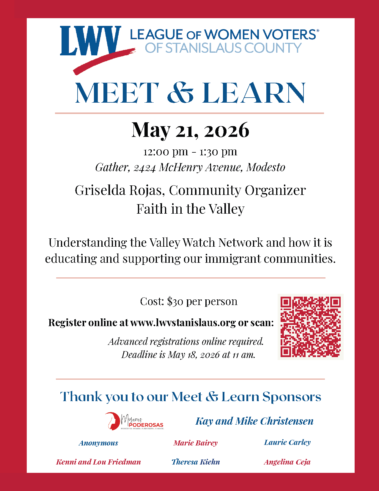 Meet and Learn May 2026 Flyer