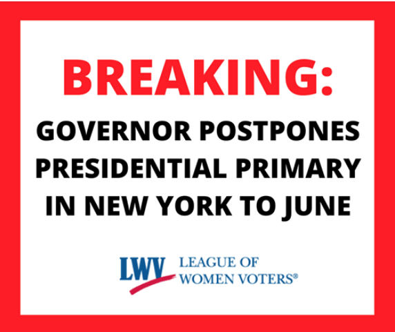 NYS Presidential Primary Postponed