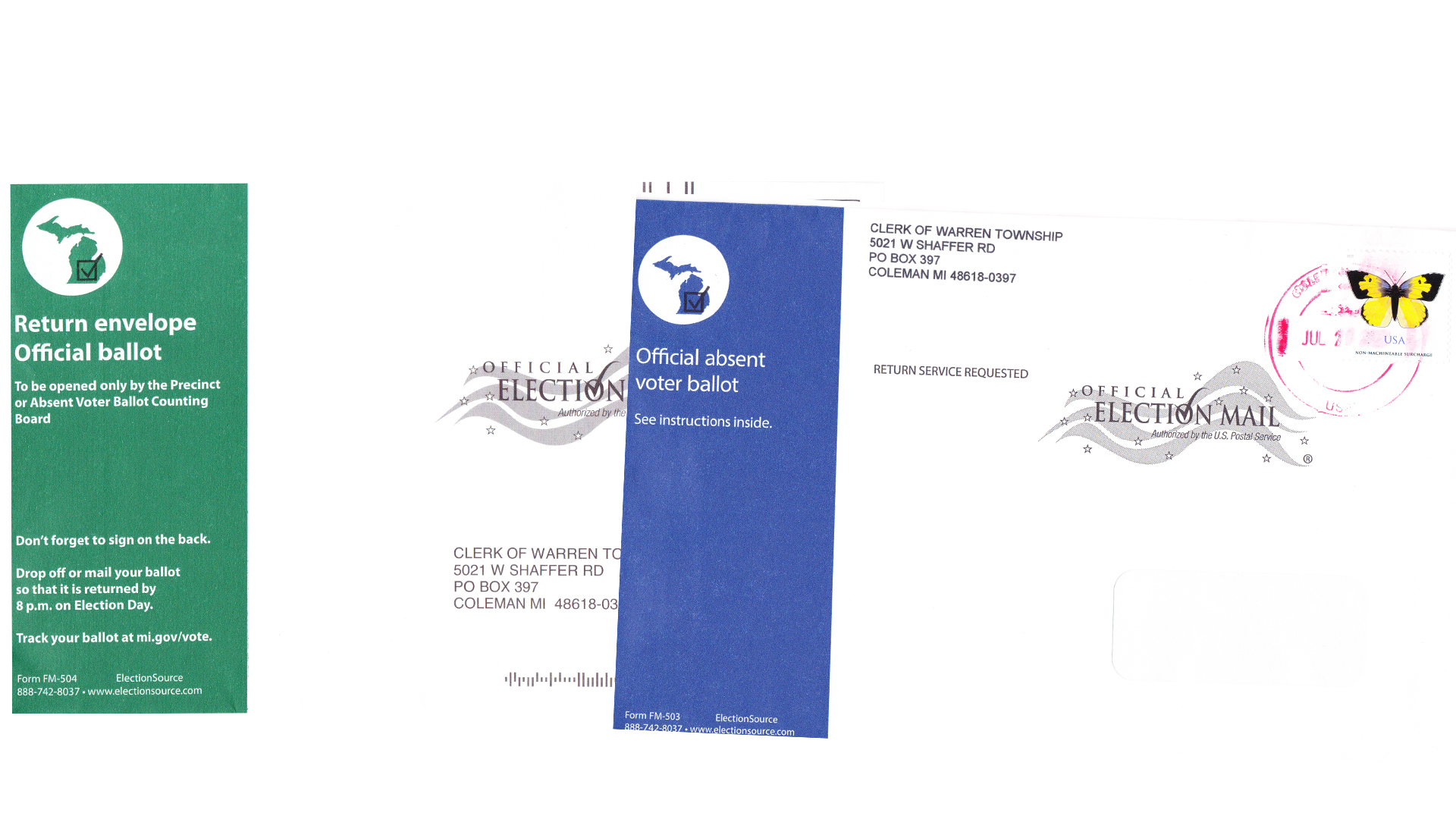 Absentee Ballot envelope for MI