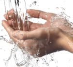 Flowing water Drinking Water flowing over woman's hands from the faucet