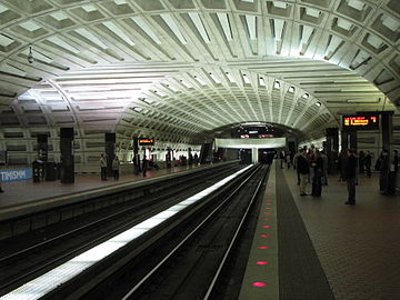 Metro Center Metro Station in DC Picture of inside of Metro Center station in DC, showing a vaulted ceiling