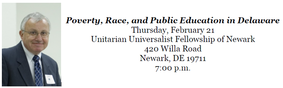 Presenter: Dr. Daniel Rich is University Professor of Public Policy at the University of Delaware and Director of the University’s Community Engagement Initiative. He also serves as Policy Director for the Wilmington Education Improvement Commission. Event info and photo of speaker