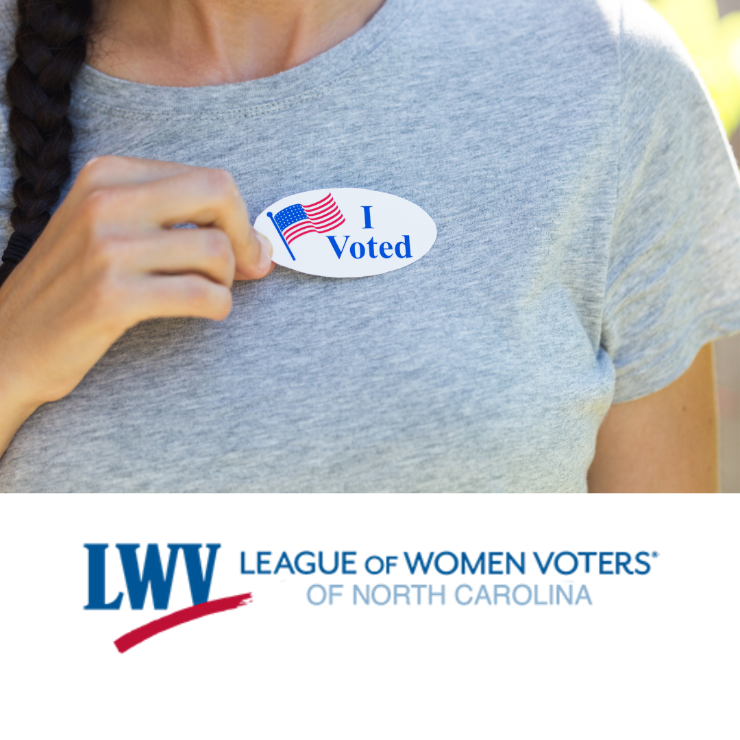 LWVNC Logo with I Voted sticker image 