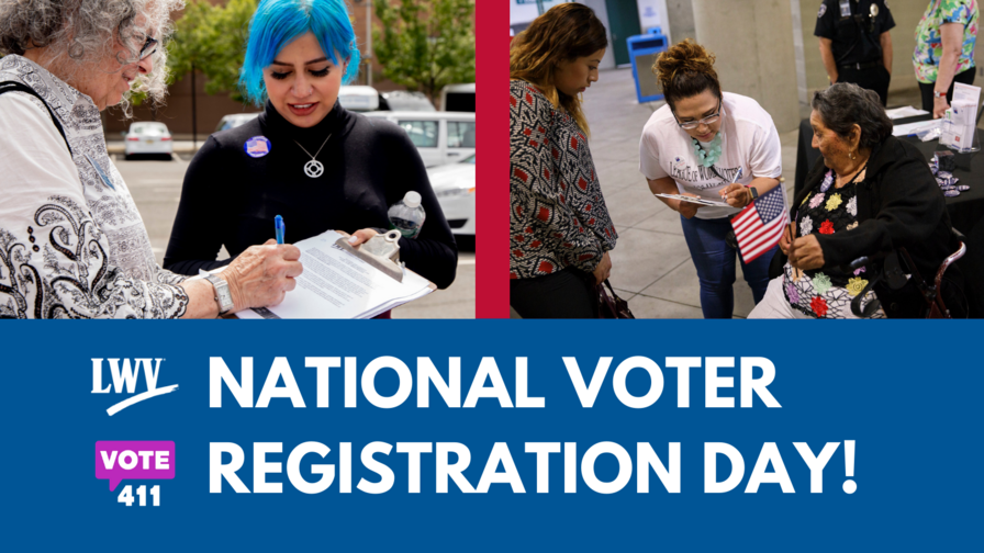 National Voter Registration Day women signing up to vote-promotes Natl Voter Registration Day