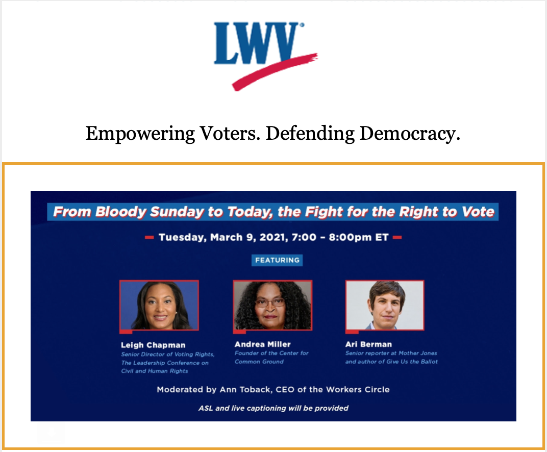 Join us for “From Bloody Sunday to Today: the Fight for the Right to Vote” Join us for “From Bloody Sunday to Today: the Fight for the Right to Vote”