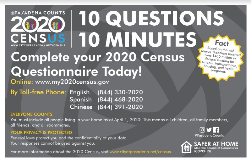 Pasadena Area 2020 Census Flyer