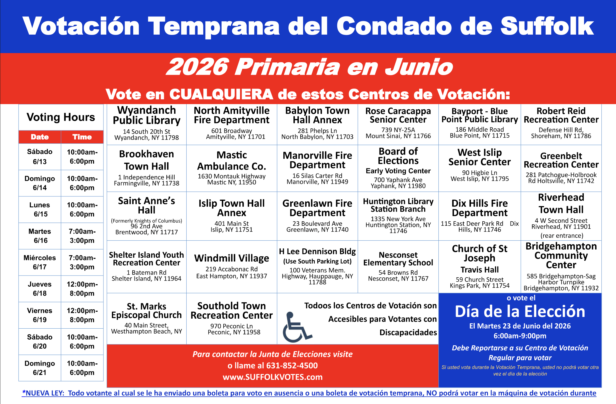 Suffolk Country Early Voting - Spanish