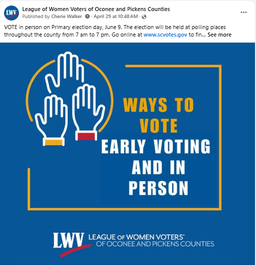 A Facebook post about ways to vote