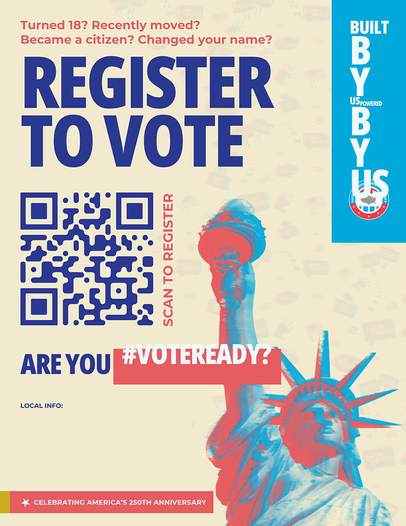 A graphic encouraging people to register to vote.