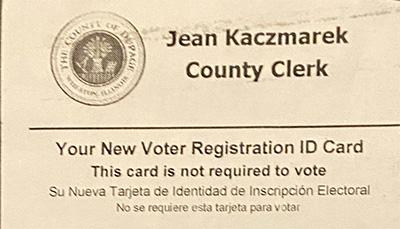 DuPage County, IL Voter registration ID card